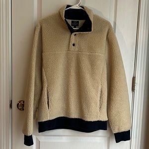 J. Crew Factory Cream Color Snap Fleece Pullover Size M